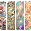 Floral 1.5 by 6 inch bookmarks, set of 4