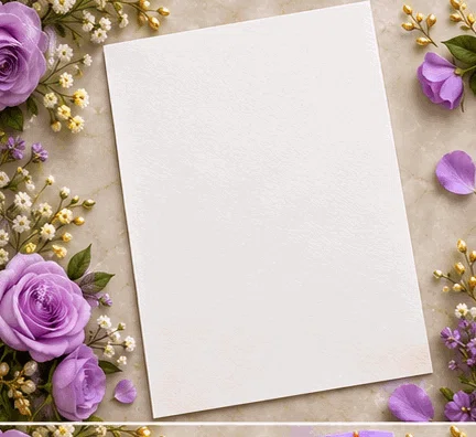 Animated purple floral wedding invitation, designed by Flinosh Prints