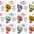 Bouquet design square teacher cards